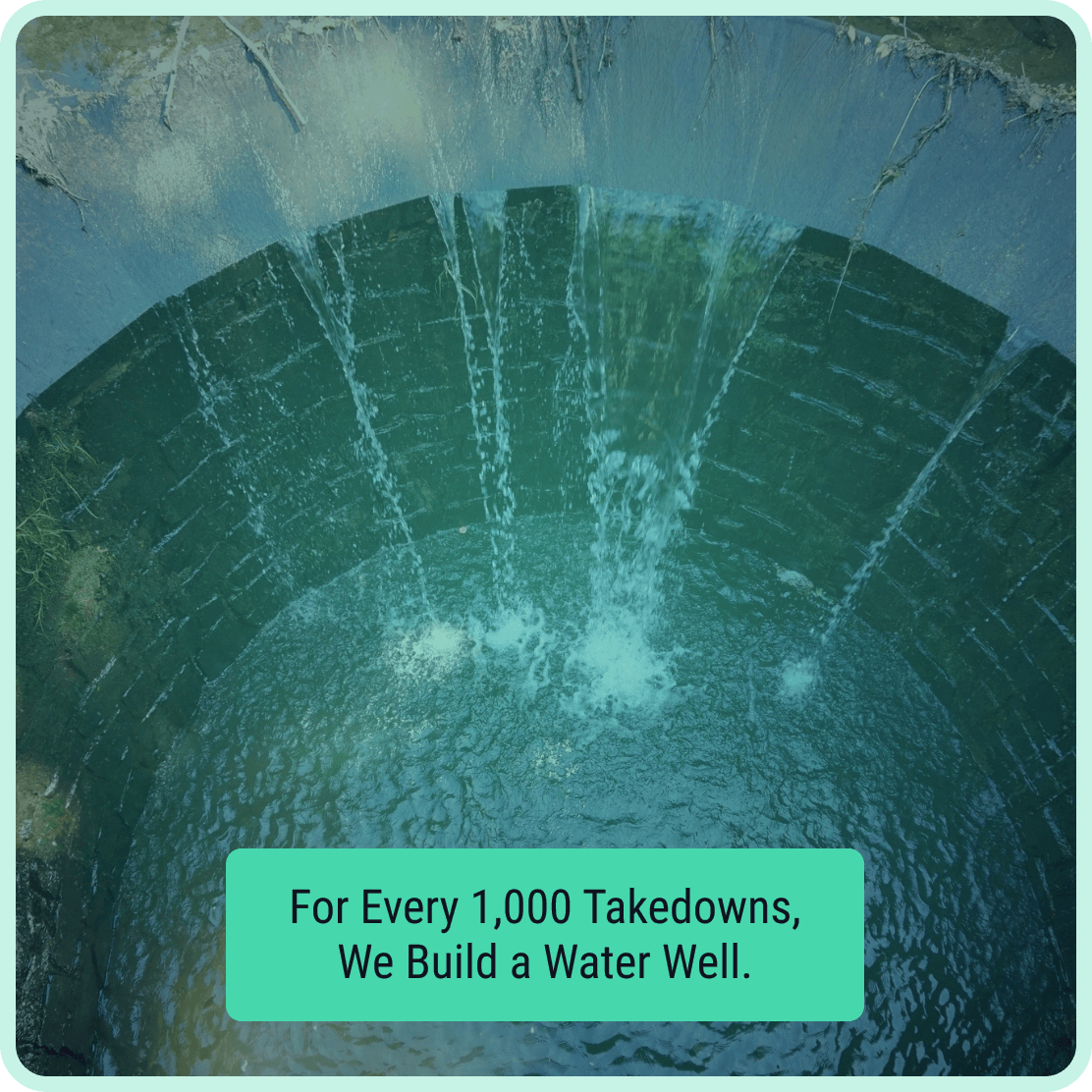 For Every 1,000 Takedowns, We Build a Water Well.